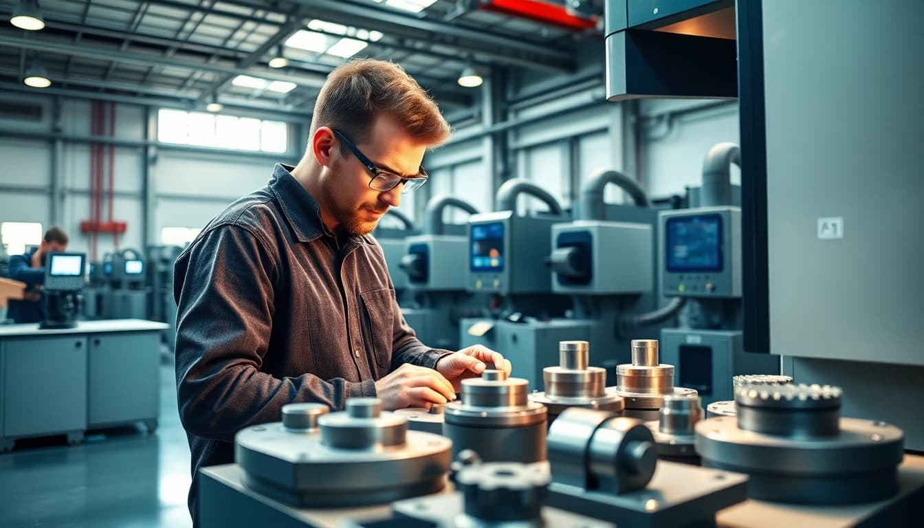 Detailansicht von frästeile während der CNC-Bearbeitung in einer professionellen Werkstatt.
