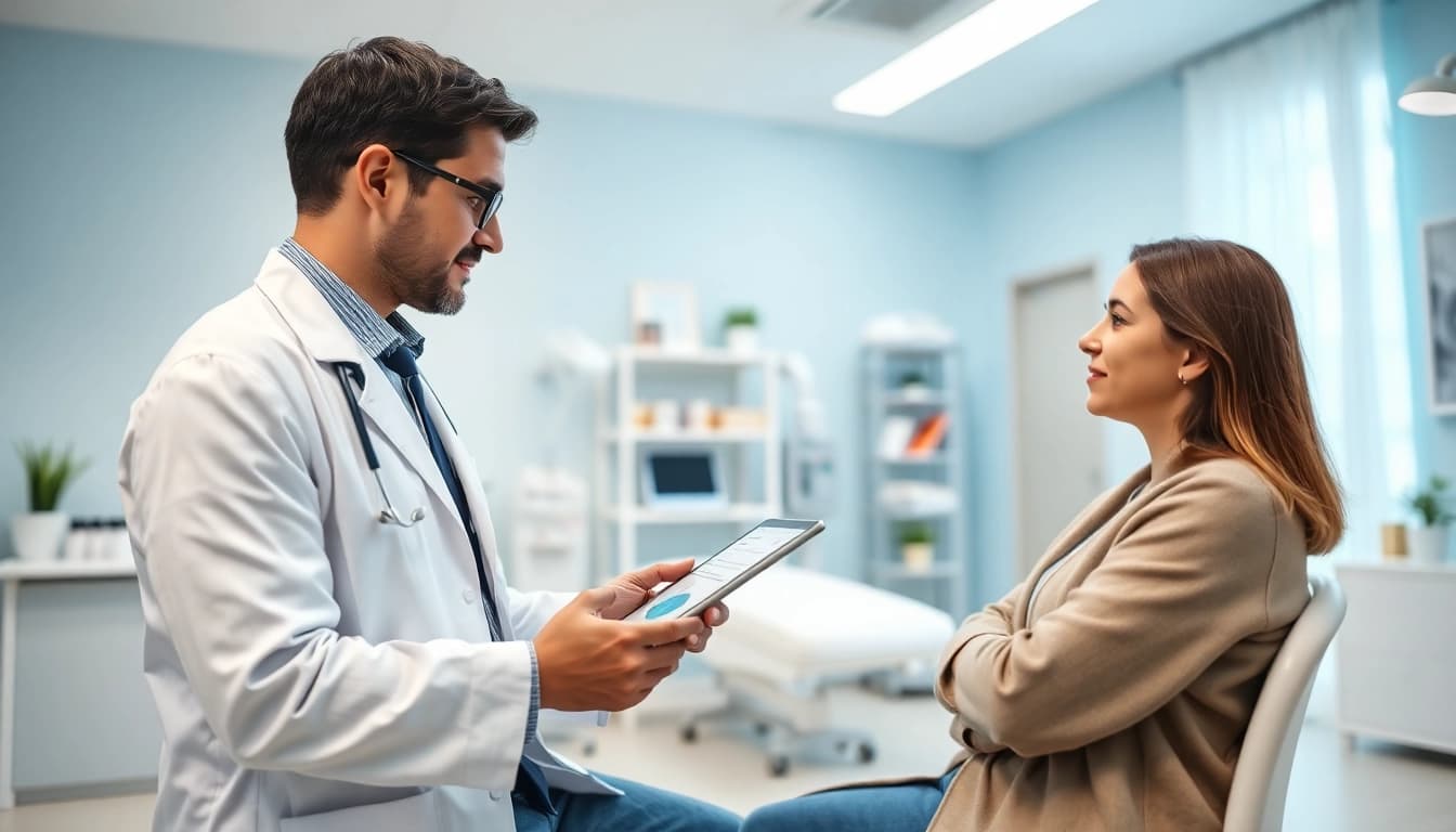 Driada medical consultation in a modern clinic with a healthcare practitioner.