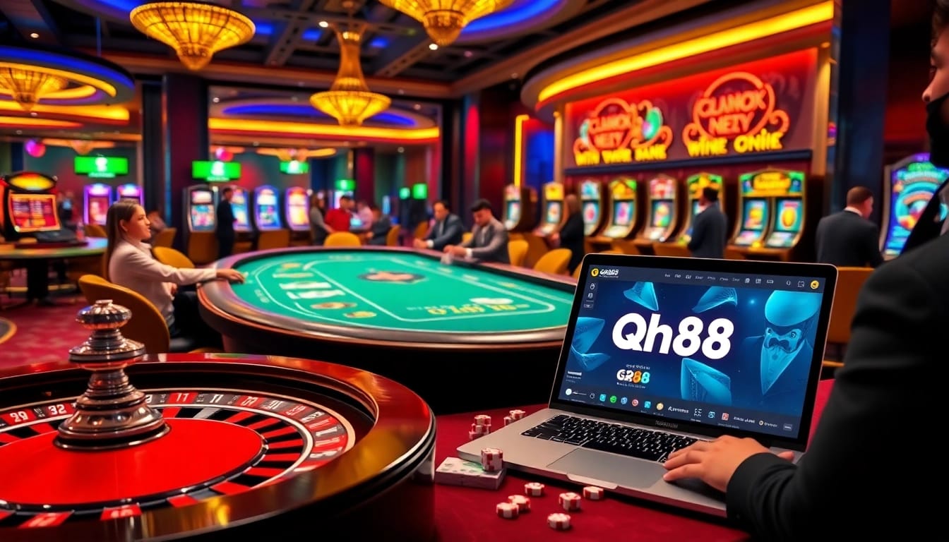 Experience the thrill of qh88 at a luxurious casino table filled with excitement and professional dealers.