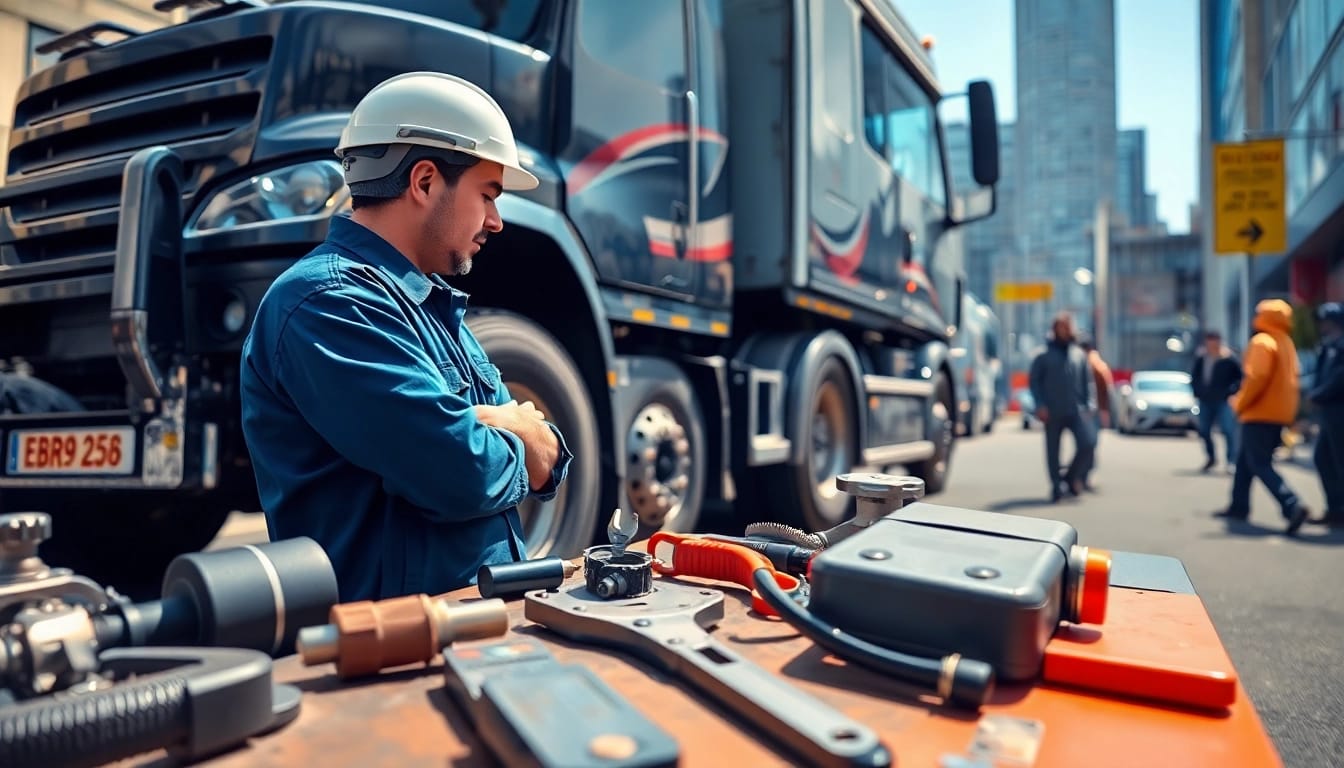 Lkw Gutachten Augsburg bei professioneller Inspektion eines Trucks in urbanem Umfeld
