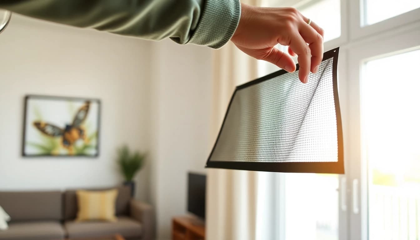 Fliegengittermaxx installation close-up with elegant home decor and natural light.