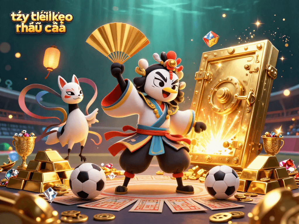 Experience thrilling tỷ lệ kèo nhà cái with dynamic sports betting scene full of gold and excitement.