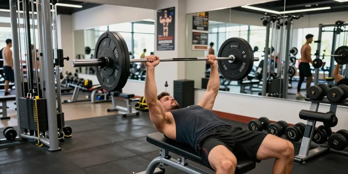 Kraftsportler hebt Gewichte in einem Fitnessstudio und zeigt Stärke während des Trainings bei Steroidshop für optimales Muskelwachstum.