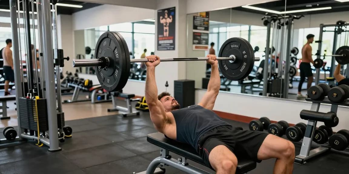 Kraftsportler hebt Gewichte in einem Fitnessstudio und zeigt Stärke während des Trainings bei Steroidshop für optimales Muskelwachstum.