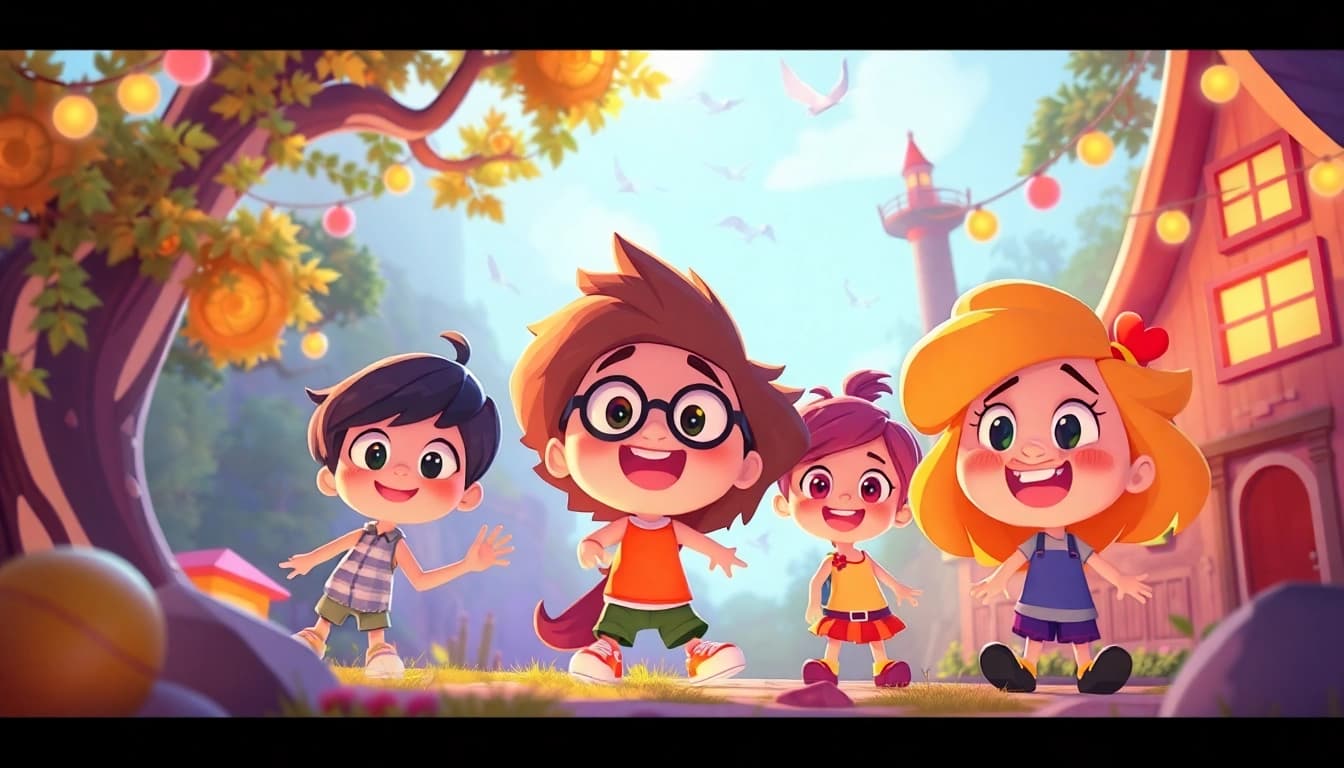 Erstelle fesselnde 2D-Animationen mit lebhaften Charakteren in einer fantasievollen Umgebung.