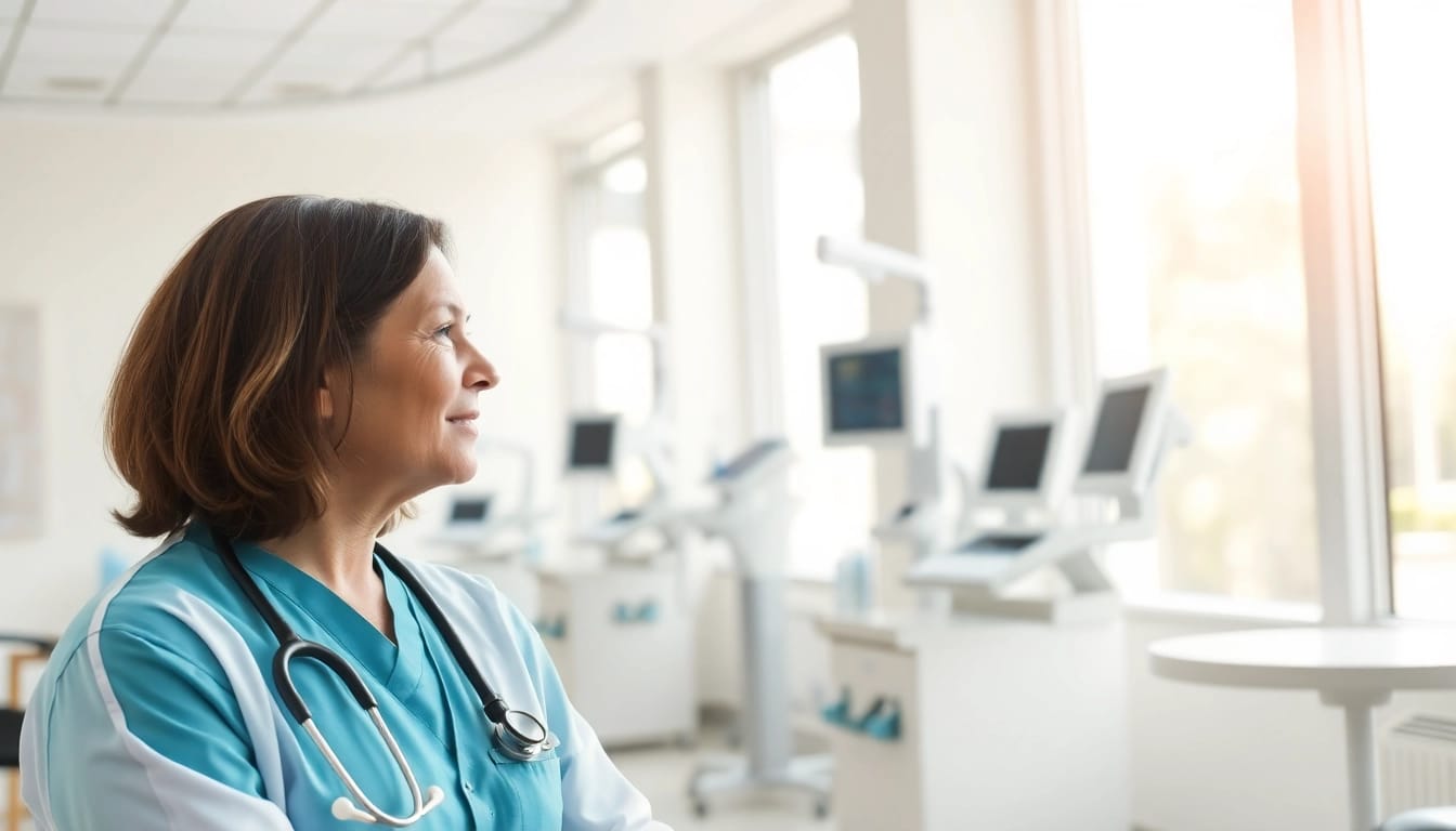 Praxisfotograf München, capturing a doctor-patient interaction in a bright clinic.