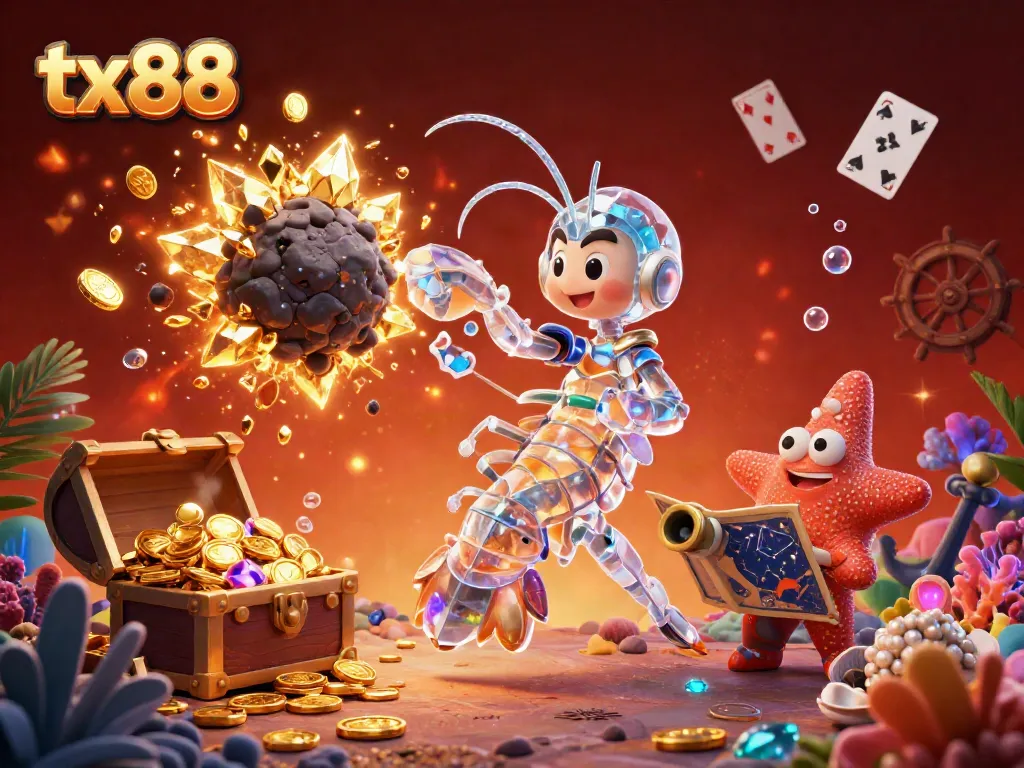 Experience the dynamic world of tx88 with vibrant underwater treasures and characters in action.