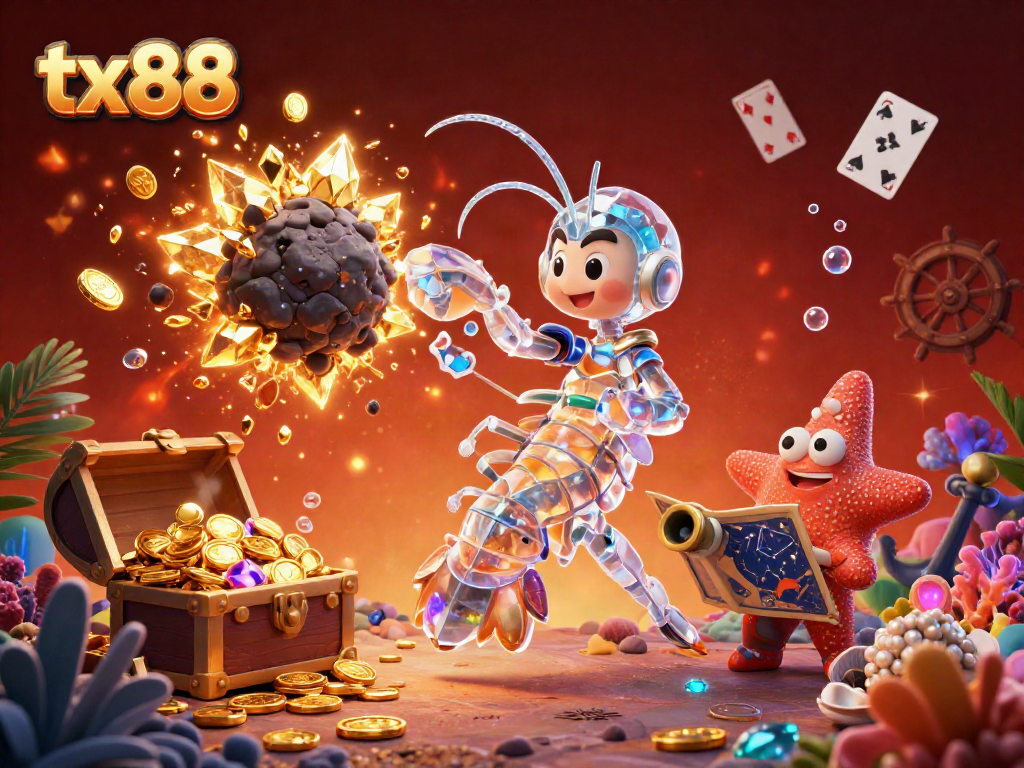 Experience the dynamic world of tx88 with vibrant underwater treasures and characters in action.