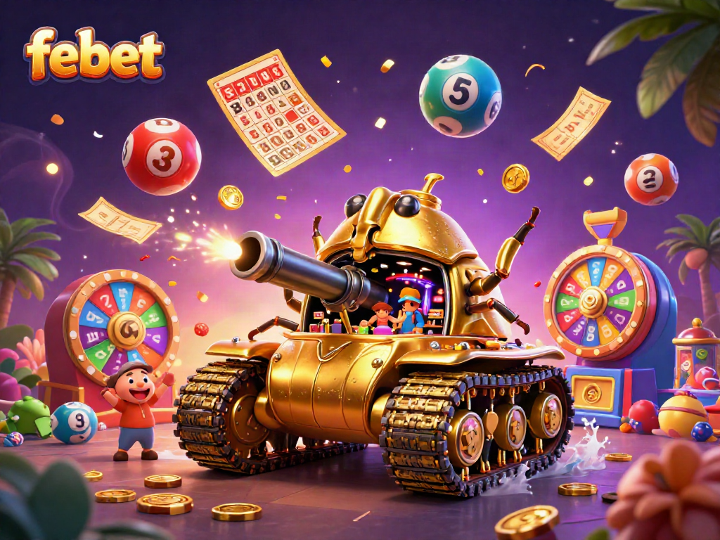 Experience the excitement of febet with this dynamic casino-themed illustration featuring a golden beetle tank.