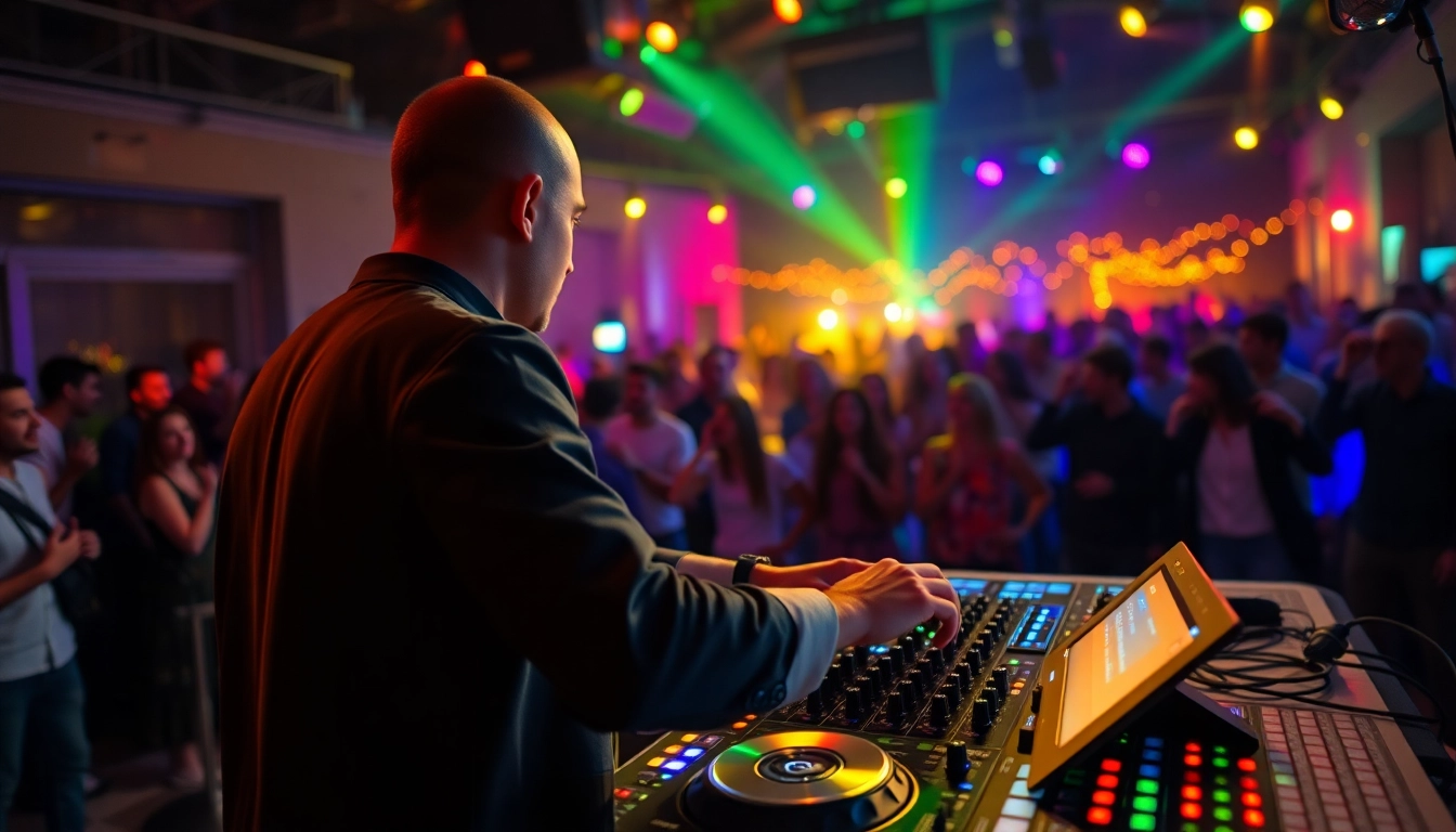 DJ aus München begeistert das Publikum auf einer lebhaften Veranstaltung.