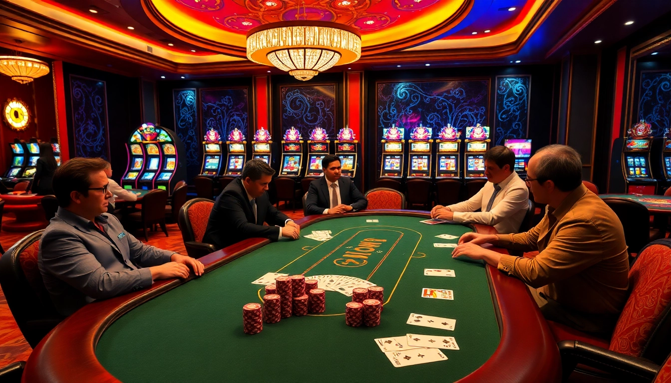 Experience dynamic gaming action at https://nk88net.com/ with players enjoying a thrilling poker game.