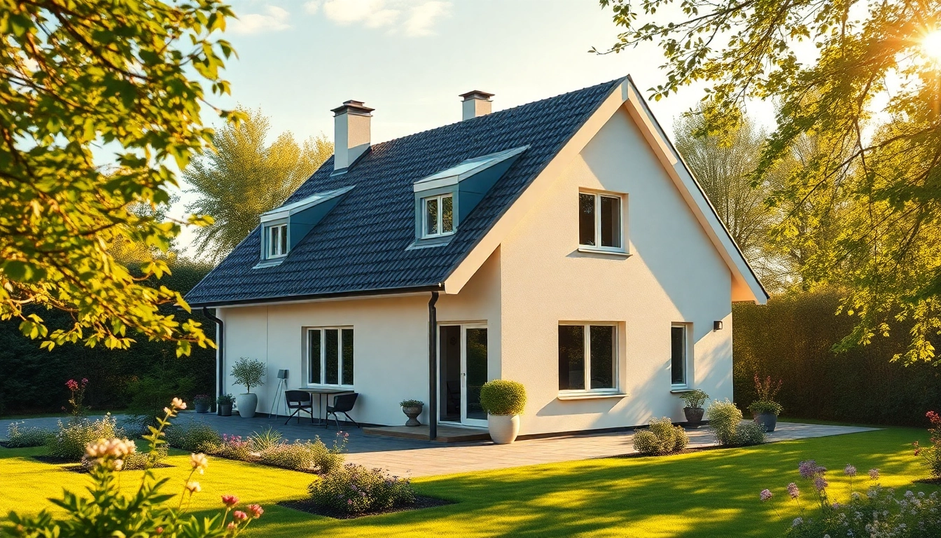Traumhaftes Einfamilienhaus im goldenen Sonnenlicht für einen erfolgreichen Hauskauf in Deutschland.