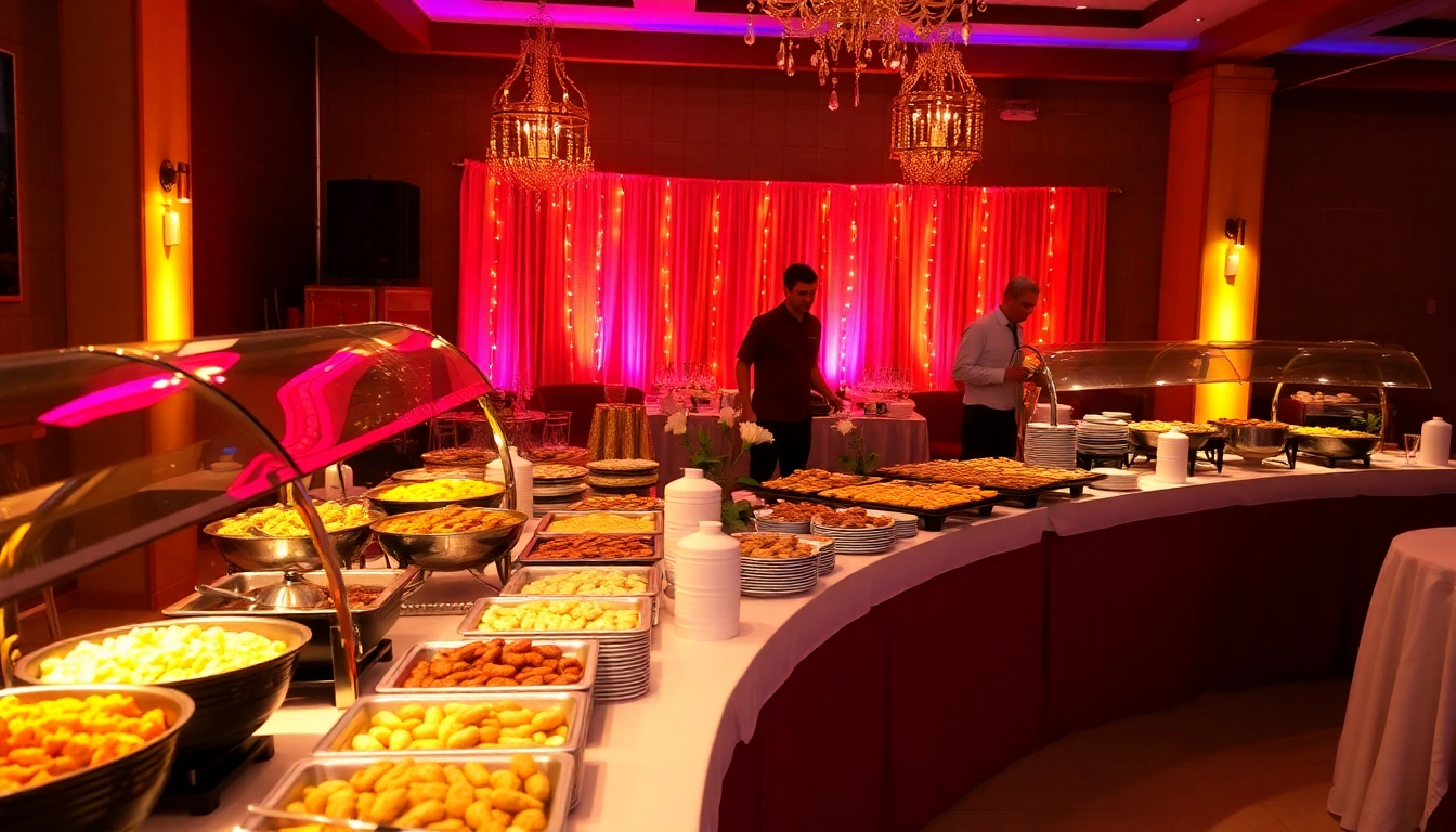 Stunning buffet setup for Partyservice featuring a variety of dishes beautifully arranged for guests.