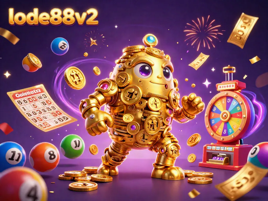 Experience the excitement of lode88v2 with vibrant 3D visuals of lotteries and casino games.