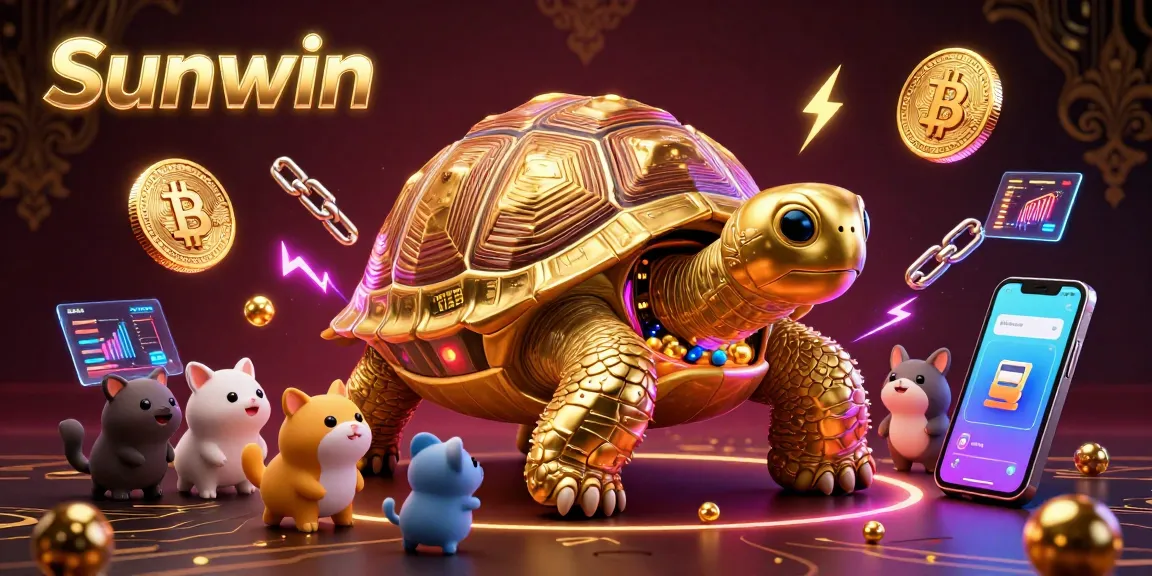 Engage with Sunwin's exciting gaming experience featuring a colorful 3D scene with a colossal pinball tortoise.