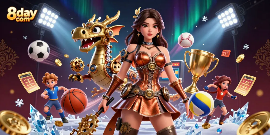 Bet on exciting opportunities with 8day com's immersive casino scene featuring vivid characters and dynamic game elements.