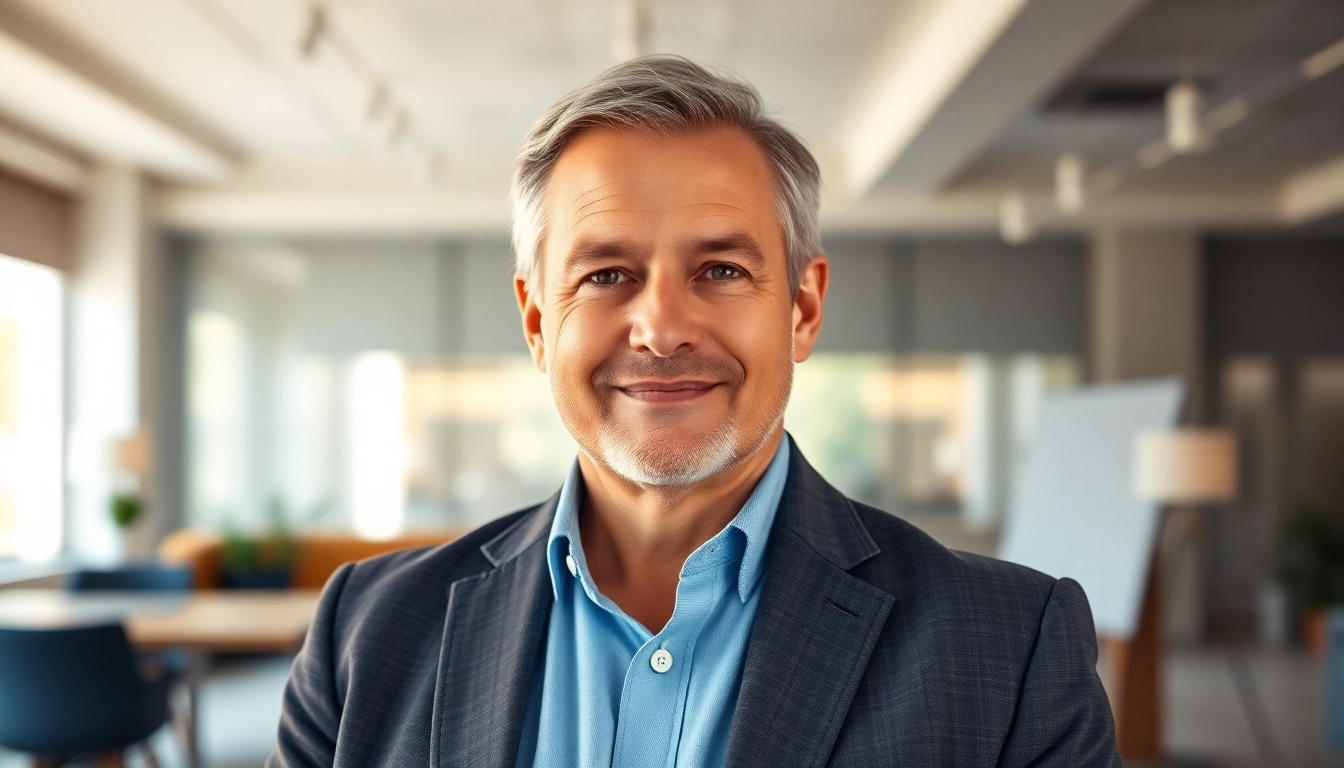 Craft an ai professional headshot free of a confident individual with soft lighting in an office setting.