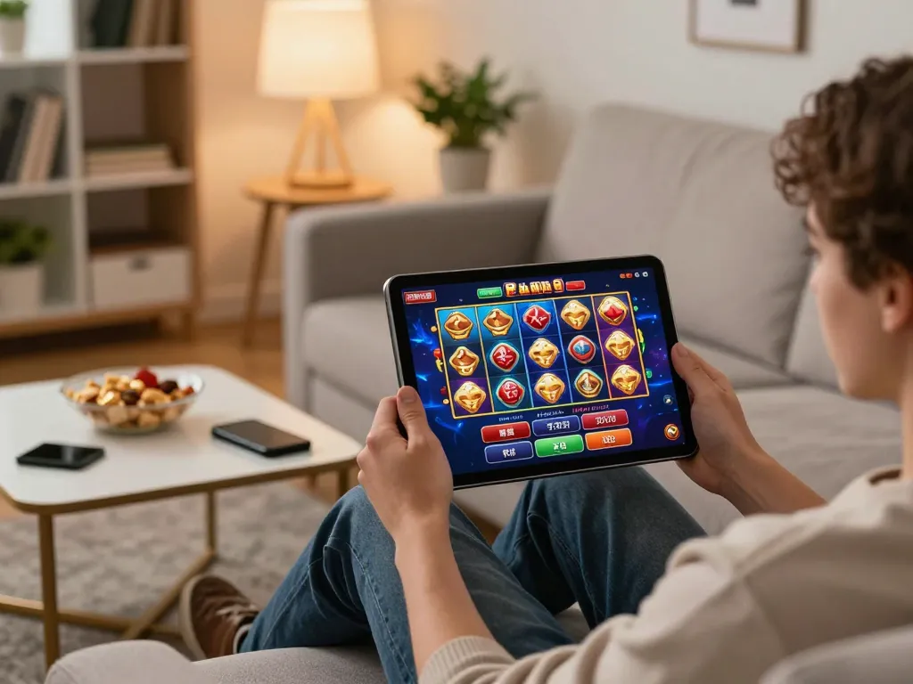 Engaging in online casino gaming at home with f168, a strategic experience in a cozy setting.