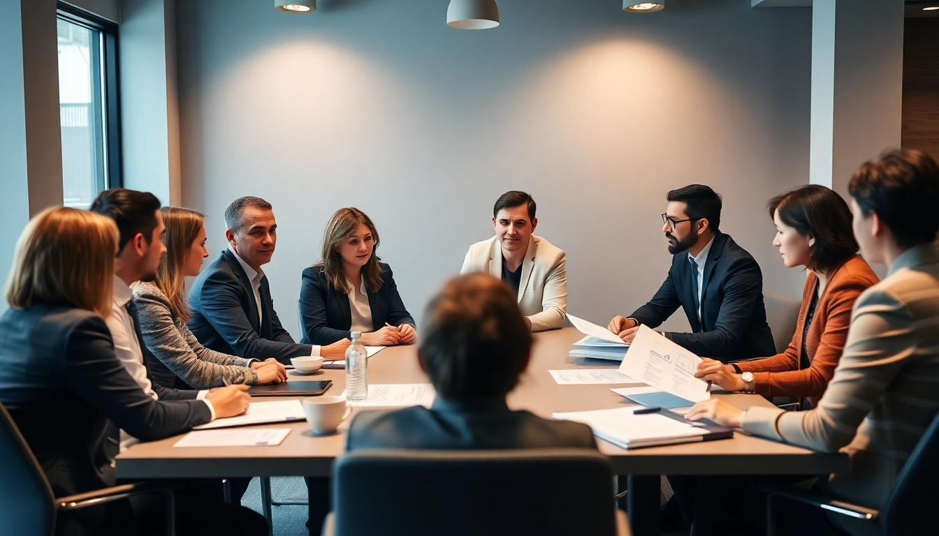 Strategieberatung meeting showing consultants collaboratively discussing strategic concepts for business success.
