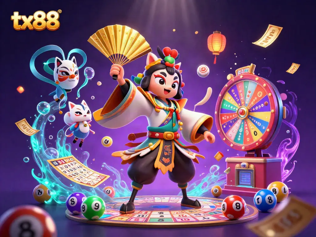 Experience dynamic gaming action with the tx88 kabuki warrior and vibrant casino elements.