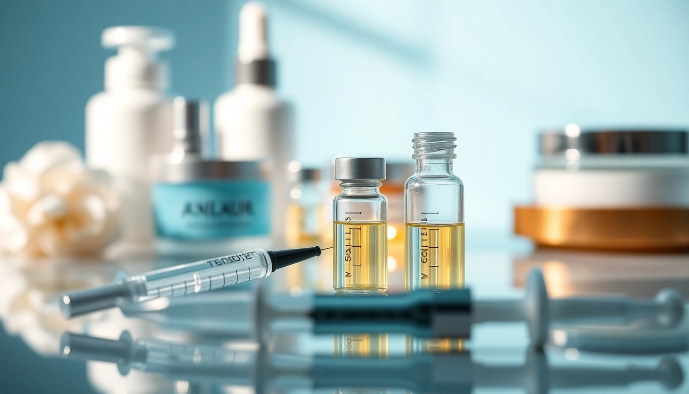 Polynukleotide kaufen in einer modernen Hautbehandlung mit eleganten Spritzen und Fläschchen.