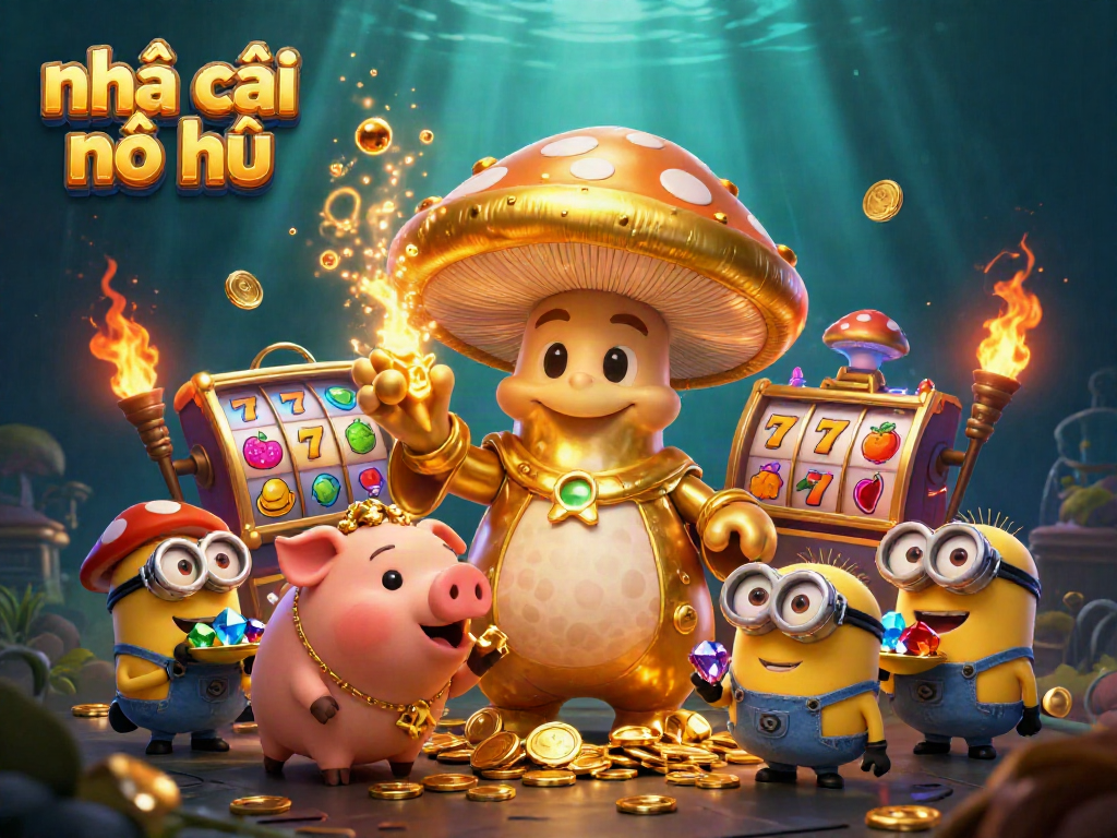 Engage in thrilling gameplay at Nhà cái nổ hũ with vibrant 3D casino characters and dynamic slot elements.