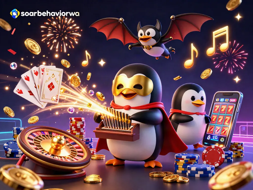 Experience the thrill of gaming with soarbehaviorwa in a vibrant 3D casino illustration.
