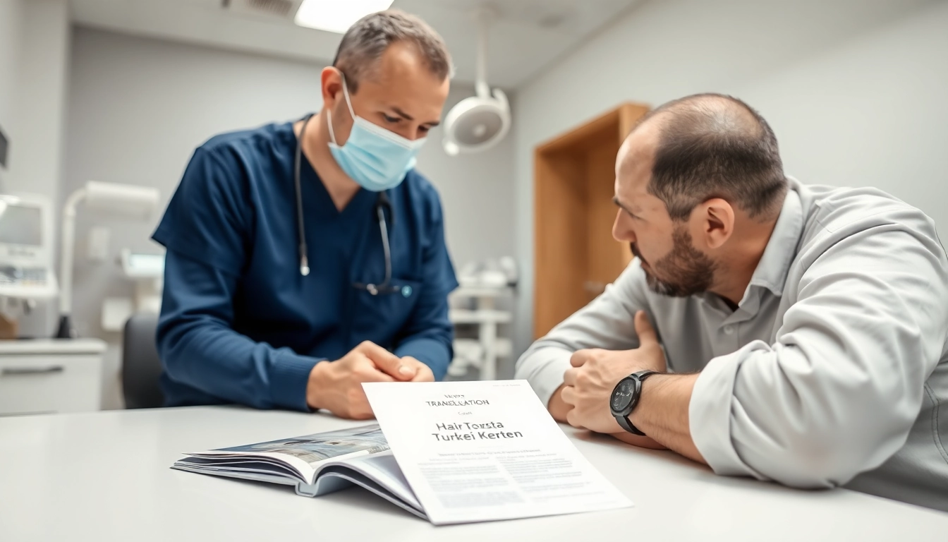 Informative consultation about Haartransplantation Türkei kosten in a modern clinic.