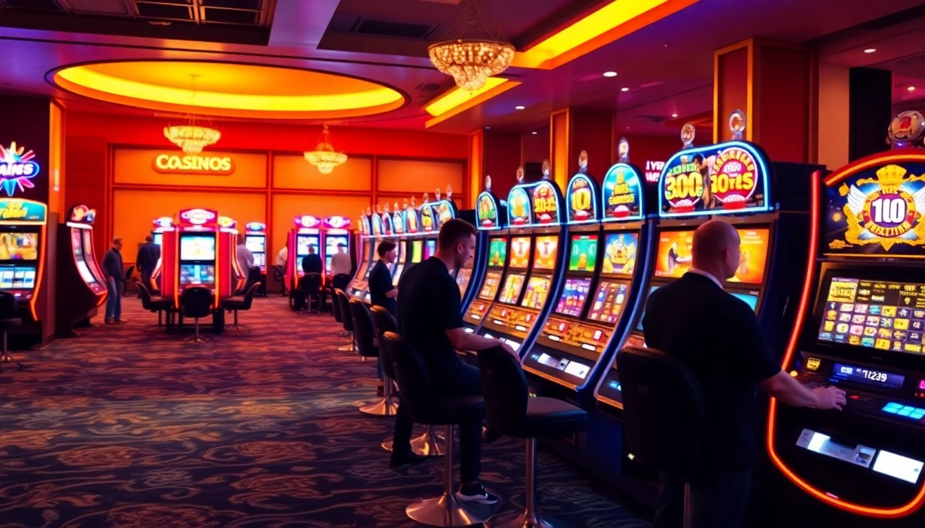 Casino ohne Oasis: Spieler genießt aufregende Spielautomaten in einem hellen, modernen Online-Casino.