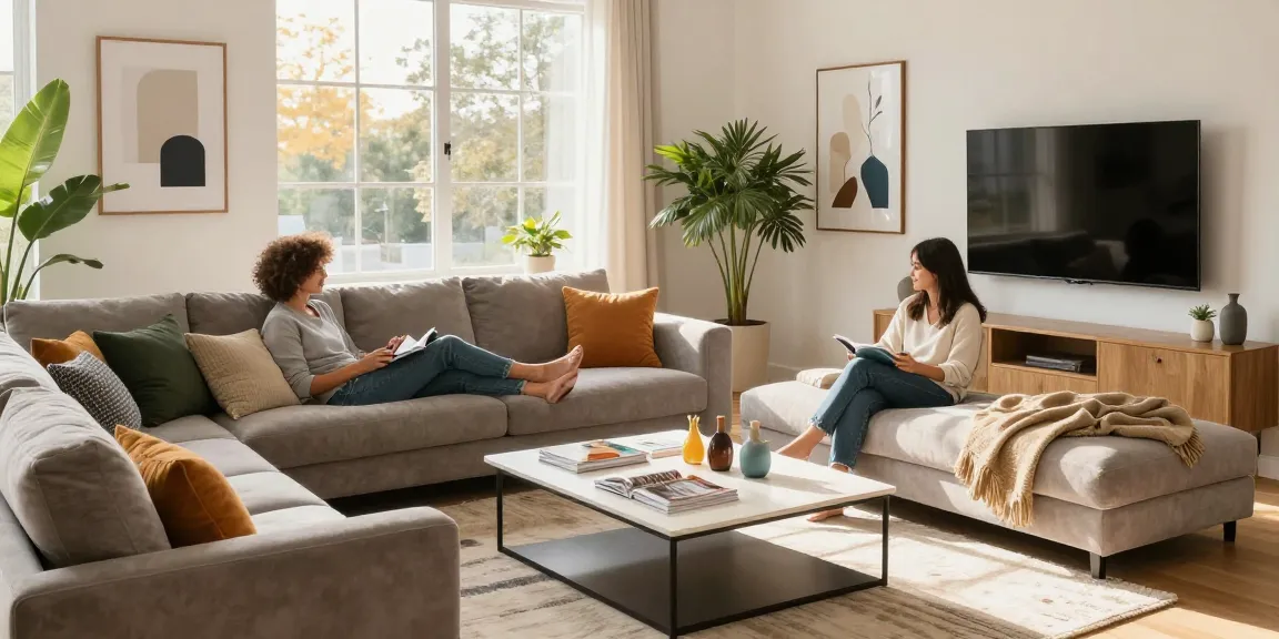 Modernes Wohnzimmer mit stilvollem Ecksofa, das günstige möbel online in einer gemütlichen, einladenden Umgebung veranschaulicht.