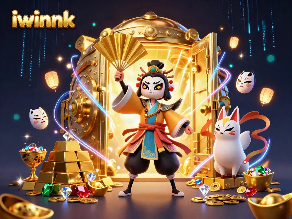 Experience iwinnk's vibrant casino adventure with kabuki warriors and treasure galore