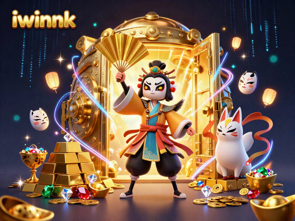 Experience iwinnk's vibrant casino adventure with kabuki warriors and treasure galore