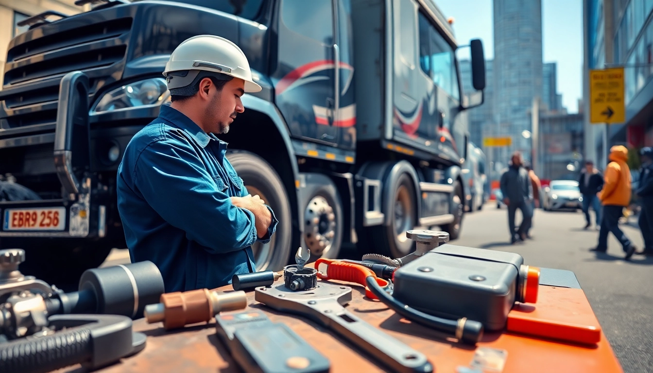 Lkw Gutachten Augsburg bei professioneller Inspektion eines Trucks in urbanem Umfeld