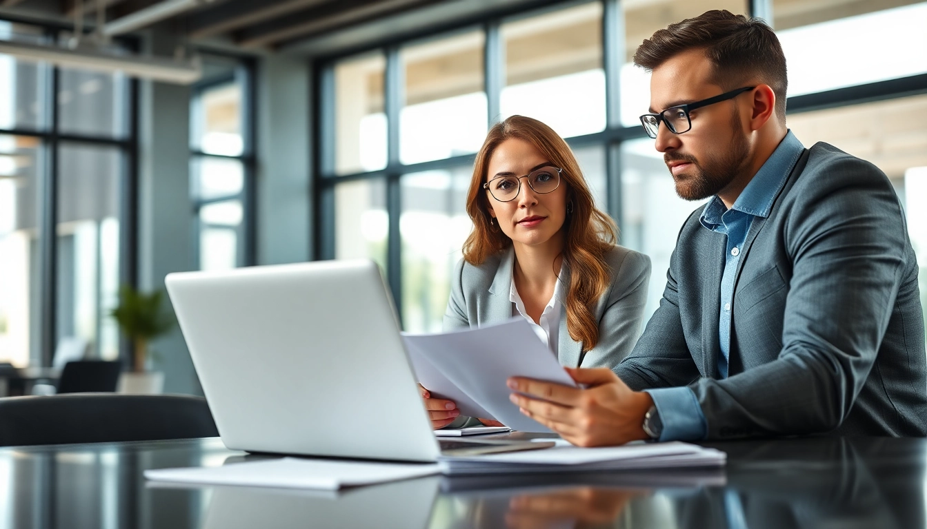 Headhunter Ingenieure im Gespräch mit einem Ingenieur, in einem modernen Büro.