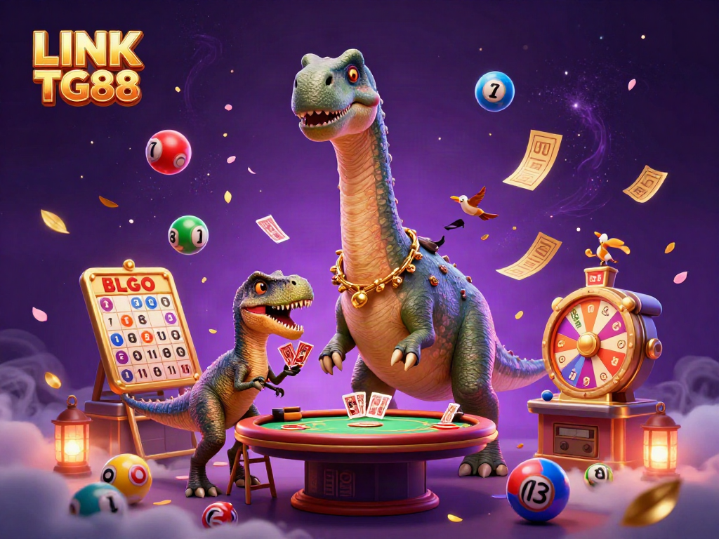 Experience the excitement of LINK TG88 in this vibrant casino scene with animated lottery balls and lively characters.