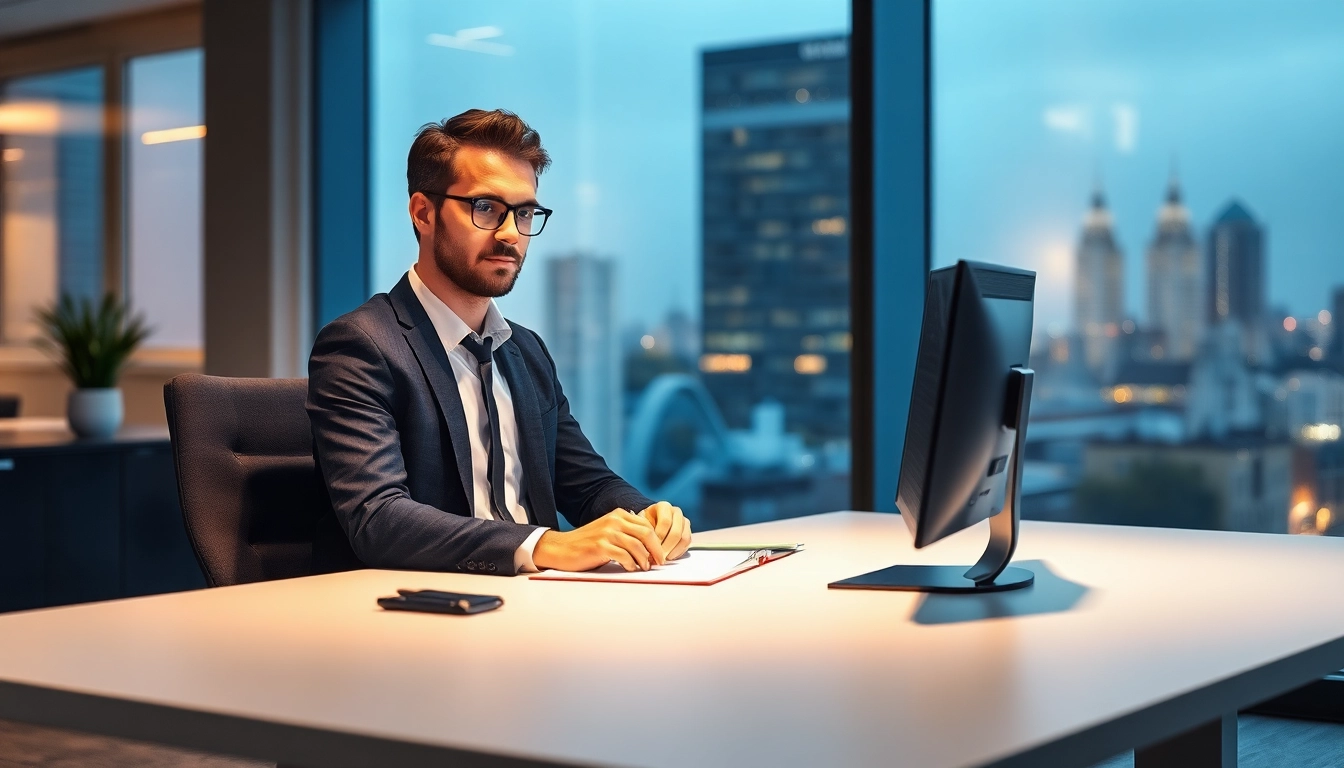 Headhunter Mannheim berät engagiert in einem modernen Büro mit Stadtblick.