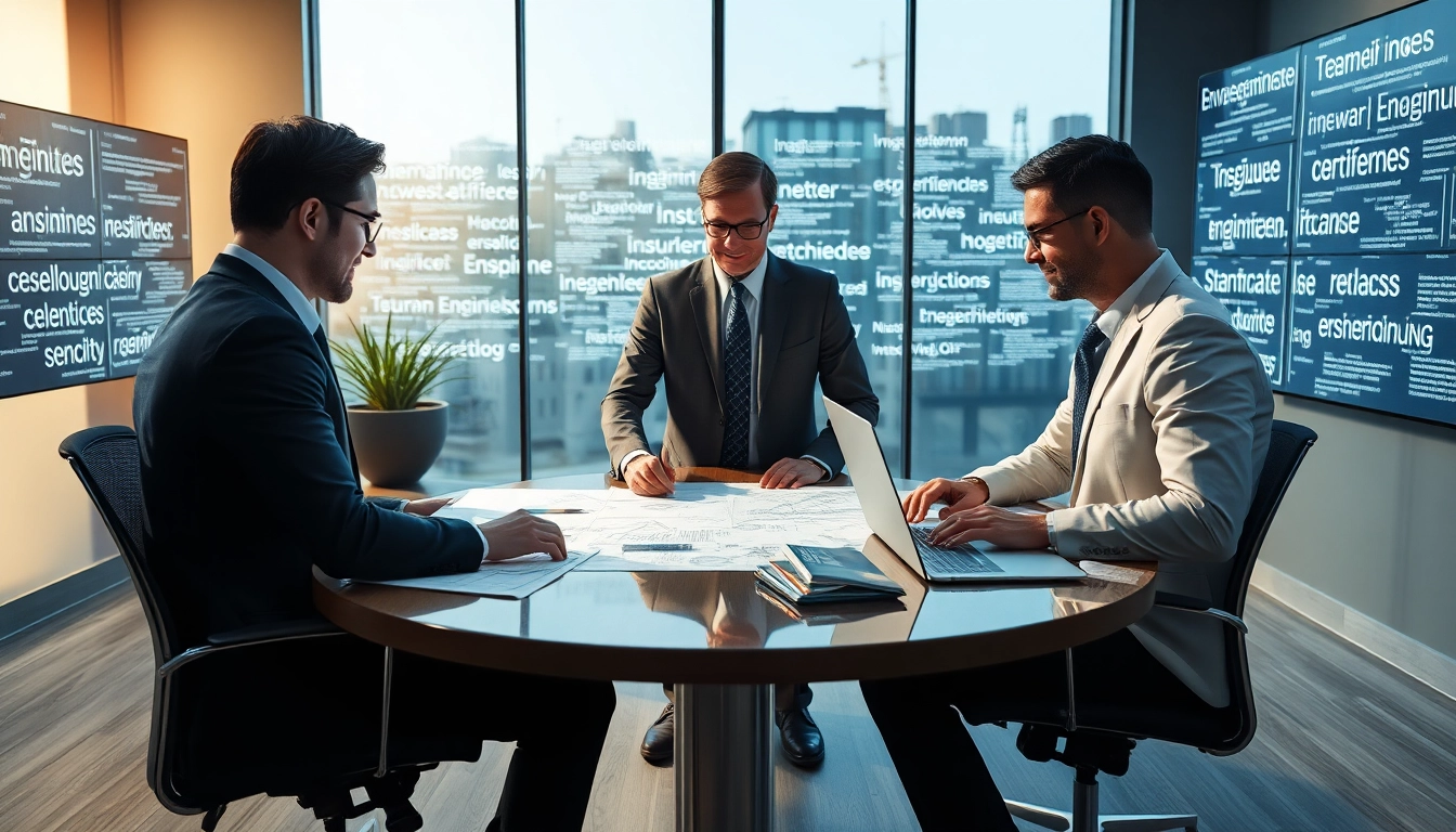 Headhunter Ingenieure im modernen Büro-Setting, wo Ingenieure und ein Headhunter kreative Lösungen entwickeln.