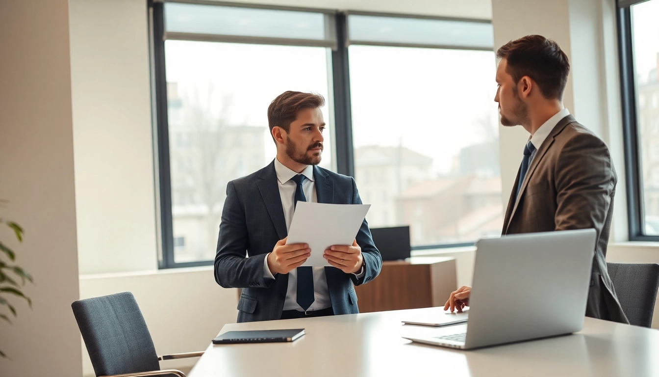 Headhunter Hannover führt ein Gespräch zur Rekrutierung von Talenten in einem modernen Büro.