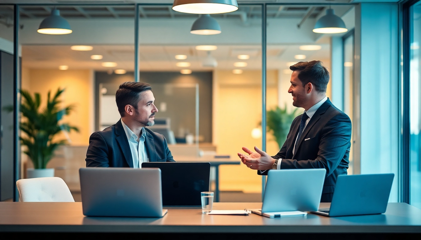 Headhunter Monchengladbach berät einen Unternehmensleiter in einem modernen Büro.