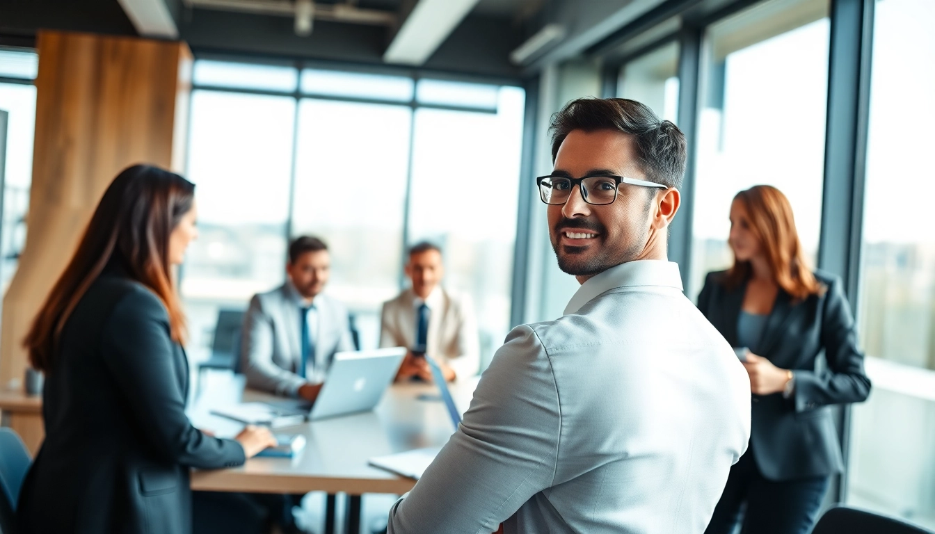 Professioneller Headhunter Kiel berät engagierte Führungskräfte in einer modernen Büroumgebung.