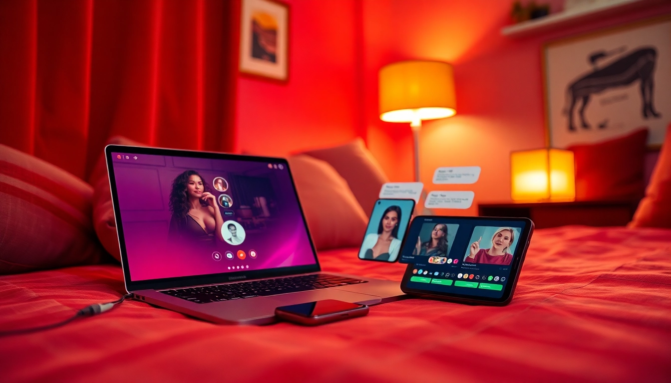 Intimate setting for engaging in porn AI chat, featuring digital devices and cozy ambiance.
