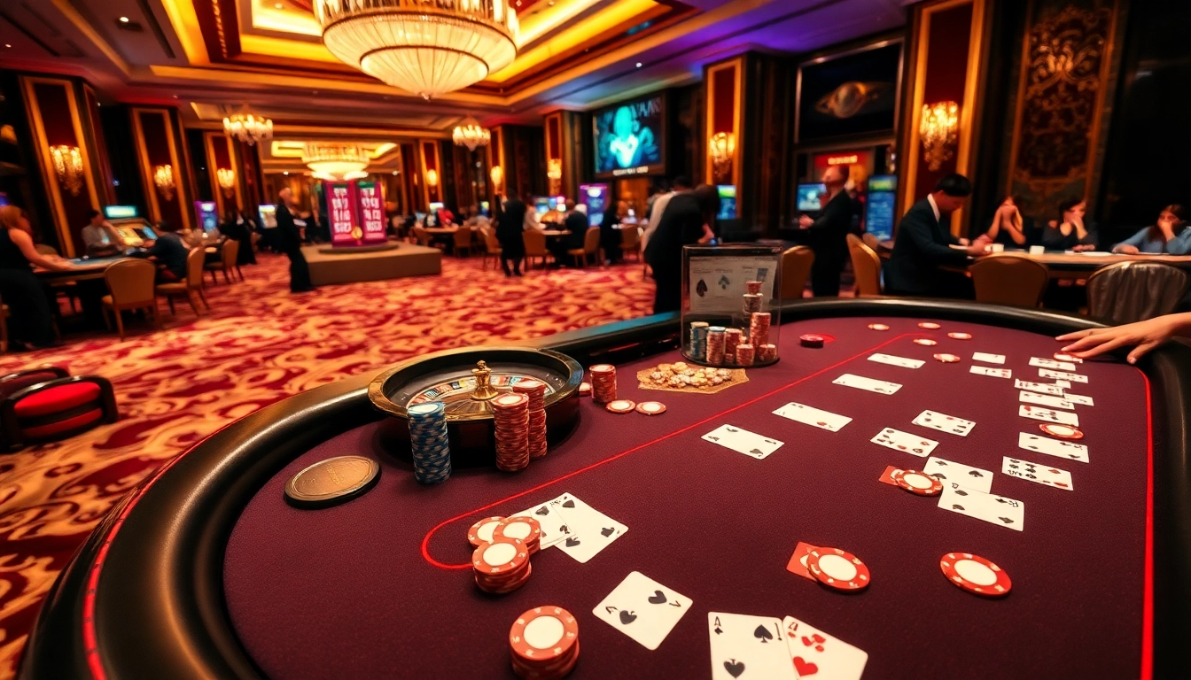 TT88 casino scene showcasing exciting poker action with vibrant chips and cards.