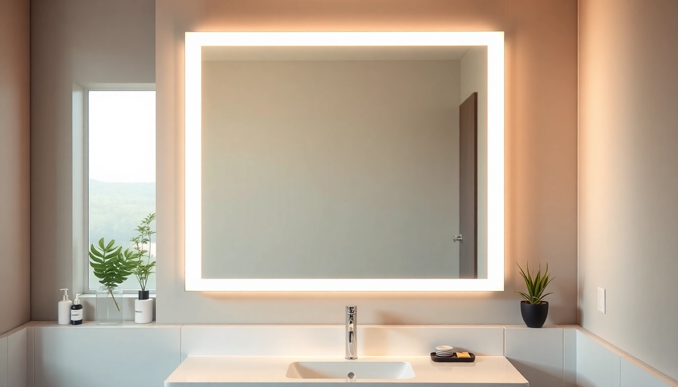 sonni Spiegelschrank mit modernem Design und sanfter Beleuchtung in einem stilvollen Badezimmer präsentieren.