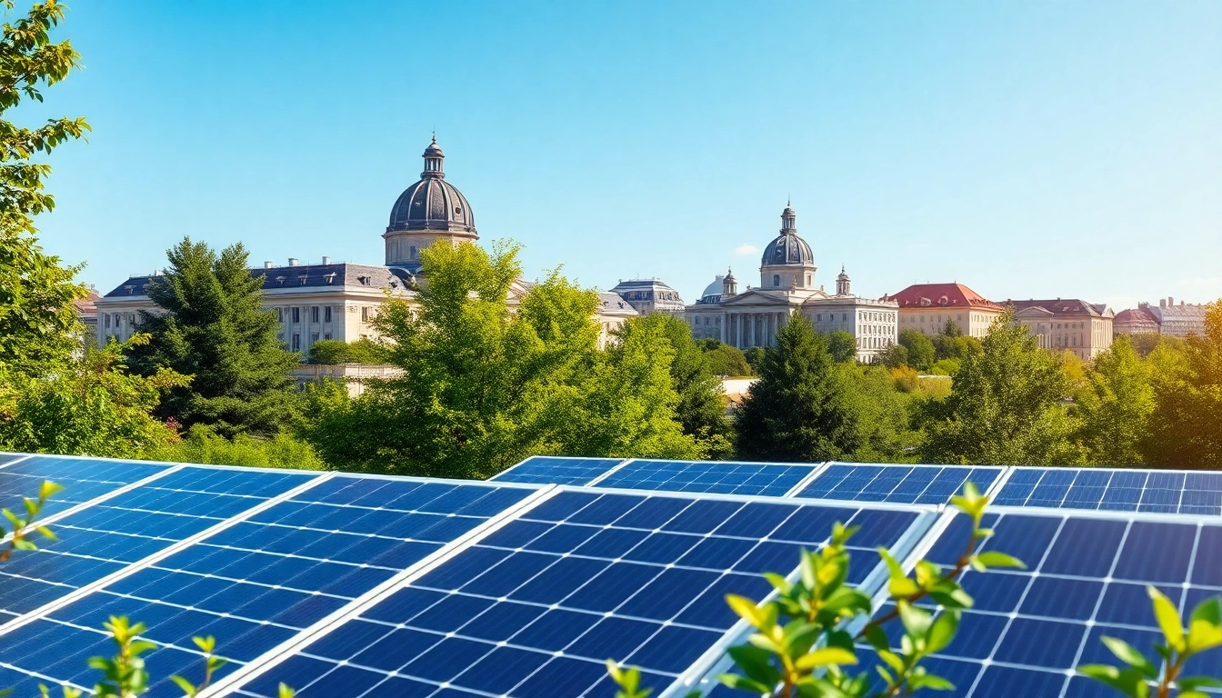 Solar Wien zeigt moderne Solaranlagen in der malerischen Kulisse Wiens und betont nachhaltige Energielösungen.