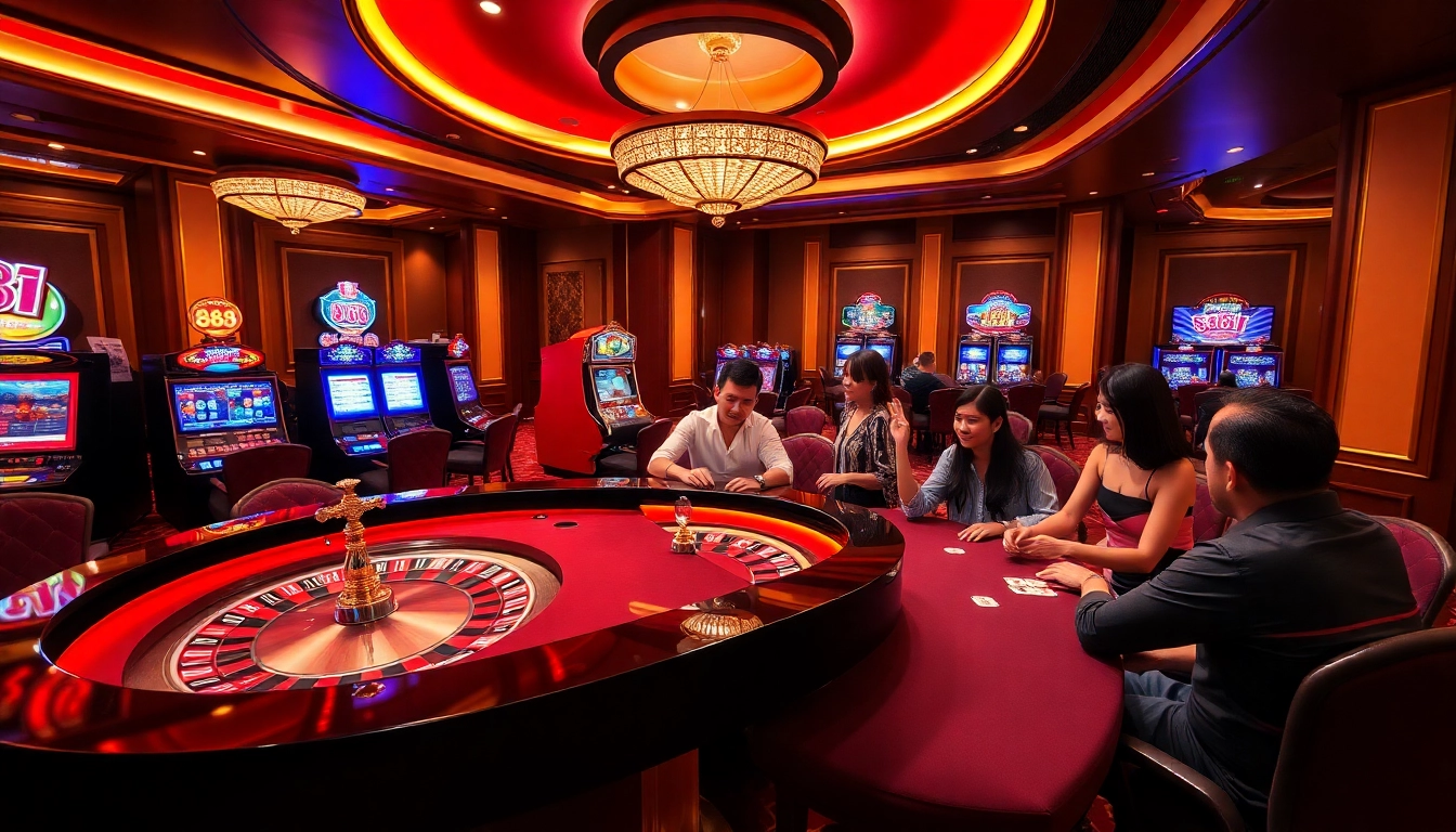Experience the excitement of 88i đăng nhập at a luxurious casino with players enjoying games.