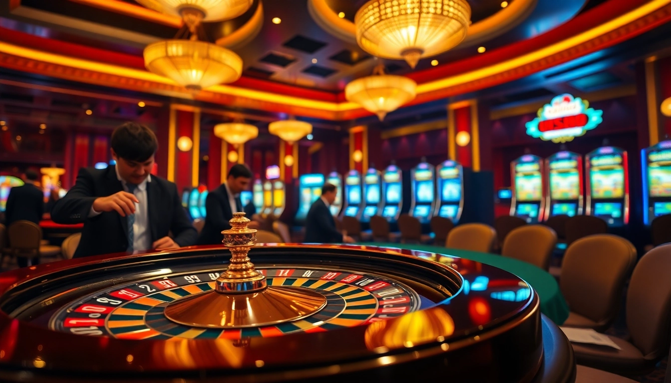 Players enjoying high-stakes games at U888 casino, featuring roulette, poker, and slot machines.