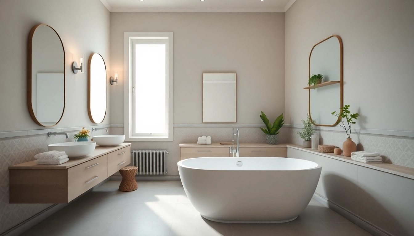 Transform your space with a stunning bathroom remodeling featuring a modern freestanding tub and elegant decor.